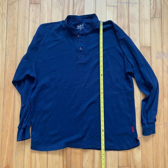 Woolrich Long Sleeve Henley Shirt Blue Textured Mens Size L - Picture 6 of 7